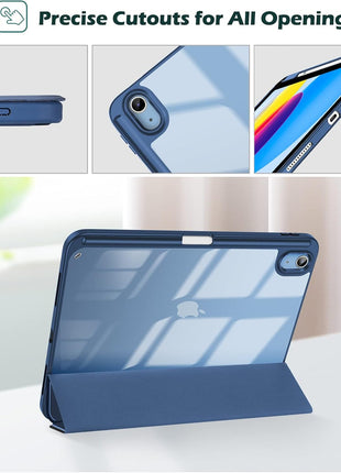 ProCase for iPad A16 11th/10th Generation Case with Pencil Holder, Navy | 11 Inch 2025/10.9 Inch 2022, Hybrid Cover a16 iPad Case 11th/10th Generation, Clear Back Soft TPU Bumper, Auto Wake/Sleep