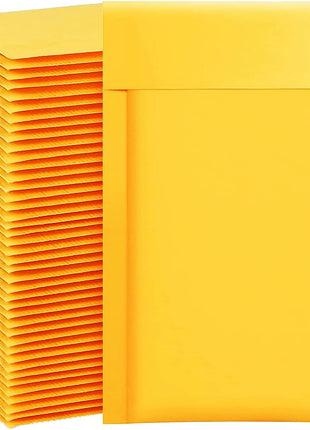 packbabol Kraft Bubble Mailers 4x8 Inch 100 Pcs,Small Self-Sealing Mail Shipping Bags,Yellow Padded Envelopes #000