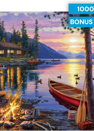 Buffalo Games - Darrell Bush Canoe Lake - 1000 Piece Puzzle for Adults | Made in USA, Perfect Snap Fit, Giftable, Frameable Art, Includes Poster, Recycled Board