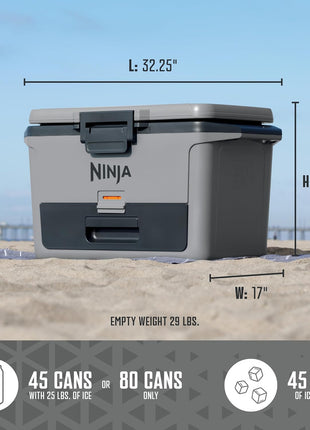 Ninja FB151GY FrostVault 50qt Hard Cooler with Dry Zone, Integrated Fridge-Temp Dry Storage Drawer, Premium Heavy-Duty Insulated Cooler, Keeps Ice for Days, Slate Gray