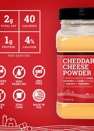 Hoosier Hill Farm Cheddar Cheese Powder, 1LB (Pack of 1)