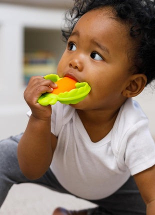 Infantino Lil' Nibbles Textured Silicone Teether, BPA-Free Baby Teething Toy, Soft, Easy to Hold, Sensory Stimulation for Infants, Carrot