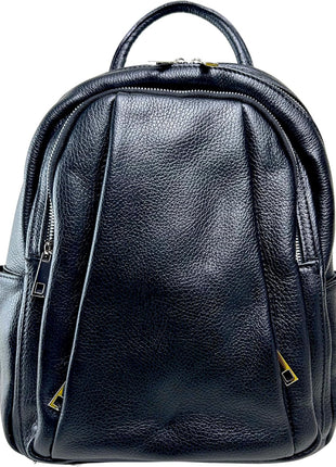 Anta Leather Zipper Backpack - Stylish and Durable Leather Backpack for Women (Black)