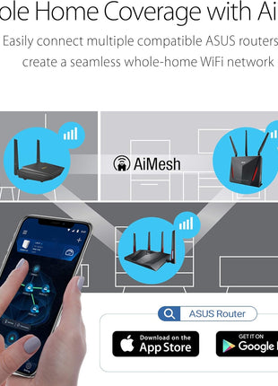 ASUS RT-AX55 AX1800 Dual Band WiFi 6 Gigabit Router, 802.11ax, Lifetime Internet Security, Parental Control, Mesh WiFi Support, MU-MIMO, OFDMA, 4 Gigabit LAN Ports, Beamforming