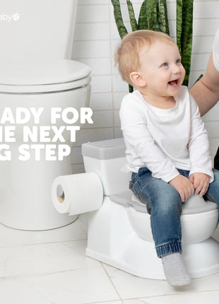 Jool Baby Real Feel 2-in-1 Potty with Wipes Storage, Flushing Sounds & Disposable Liners - Realistic Toilet - Easy to Clean & Assemble (Gray)