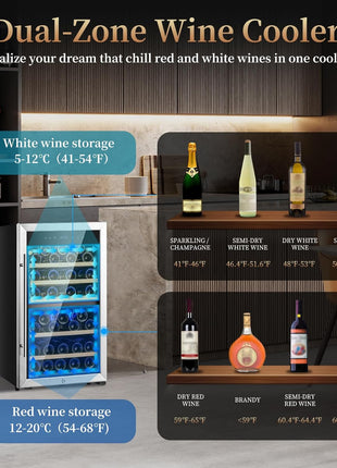 Wine Fridge 91-bottle Large Wine Cooler Refrigerators Red