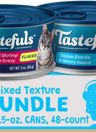 Blue Buffalo Tastefuls Natural Flaked and Tender Wet Cat Food Variety Bundle, Fish & Shrimp and Chicken