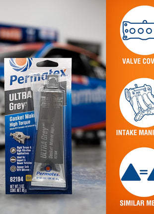 Permatex 82194 Ultra Grey Rigid High-Torque RTV Silicone Gasket Maker, 3.5 oz.