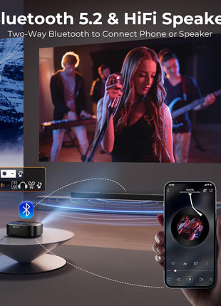 4K Projector with WiFi and Bluetooth - 3000 ANSI Lumens, ELEPHAS Outdoor Movie Projector Compatible with NETFLIX/Prime Video/YouTube, Smart Projector for HDMI/USB/iOS/Android, Portable Home Cinema