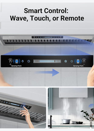 IKTCH 36 inch Built-in/Insert Range Hood 900 CFM, Ducted/Ductless Convertible Duct, Stainless Steel Kitchen Vent Hood with 2 Pcs Adjustable Lights and 3 Pcs Baffle Filters with Handlebar(IKB02-36'')