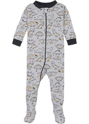 Gerber Baby Boys' 4-Pack Footed Pajamas, Dinosaurs Space Grey, 18 Months