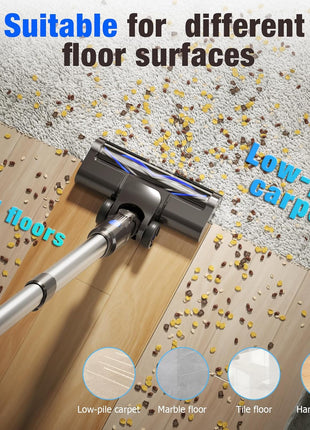 AIRDIYA Cordless Vacuum Cleaner, Super Power Suction Stick Vacuum Cleaners with 2200 mAh Battery,8-in-1 Lightweight Self-Standing, 35 Mins Runtime for Home Low-Pile Carpet Pet Hair