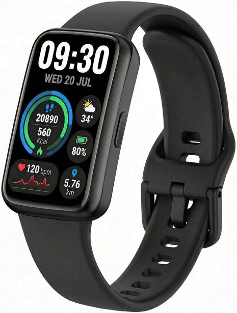 Fitness Tracker for Men & Women with 1.47inch HD Display, Heart Rate & SpO2 Tracking, Sleep & Activity Monitor, 100+ Sports Modes, 3ATM Waterproof Smart Band, Works with Android & iOS, Black