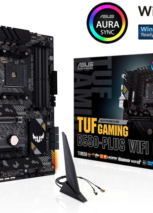 ASUS TUF Gaming B550-PLUS WiFi II AMD AM4 (3rd Gen RyzenTM) ATX Gaming Motherboard (PCIe 4.0, WiFi 6, 2.5Gb LAN, BIOS Flashback, USB 3.2 Gen 2, Addressable Gen 2 RGB Header and Aura Sync)