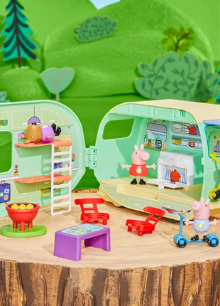 Peppa Pig Caravan Playset for Girls and Boys, 3 Figures, 6 Accessories, Preschool Toys, Kids Gifts, Ages 3+