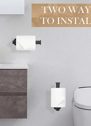 JOPOFI Toilet Paper Holder - Adhesive Toilet Paper Holder - Matte Black | Toilet Paper Holder Wall Mount for Bathroom,Stainless Steel Command Strip Toilet Paper Roll Holder Stick On Wall,No Drilling