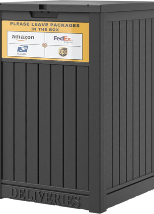 Package Delivery Box for Outside with Sign, 48 Gallon Storage with Lockable Secure, Large Double Wall Resin Outdoor Package Delivery Waterproof