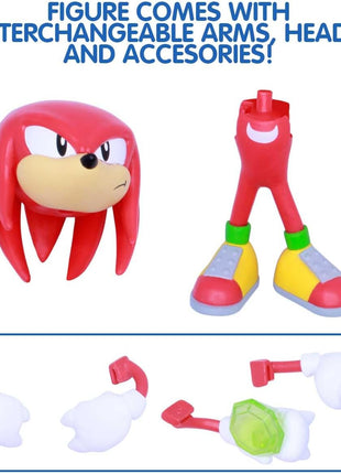Just Toys LLC — Buildable Sonic The Hedgehog [Knuckles] Figure │ 4′′ Collectible Toy, Interchangeable Arms & Accessories, Ages 6+ (Knuckles, Sonic, Knuckles, Amy Rose, and Shadow)