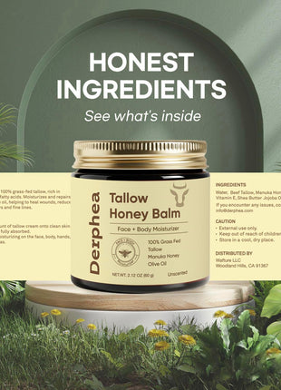 Crepey Skin Repair Cream - Tallow Honey Balm for Aging Skin with Raw Manuka Honey & Olive Oil - Advanced Crepe Fix Cream Face Moisturizer for Crepey, Mature, Dry Skin