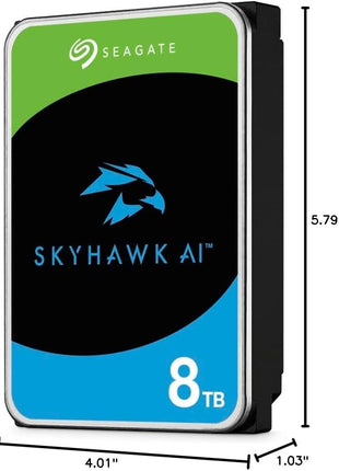 Seagate Skyhawk AI 8TB Video Internal Hard Drive HDD – 3.5 Inch SATA 6Gb/s 256MB Cache for DVR NVR Security Camera System with in-house Rescue Services (ST8000VEZ01)
