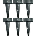 HLMOptimo Heavy Duty T Hinge Tee Hinge T Strap Hinge Shed Hinge Gate Hinge Barn Hinge Fence Hinge Door Hinge Wrought Rustproof All Size Black (6 pcs, 6 inch