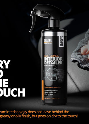 CERAKOTE Rapid Ceramic Interior Detailer and Protectant (14 fl oz.) – Quick and Easy – Multi-Surface Safe – Interior Car Cleaner Spray – Dry to the Touch – Clean and Protect Your Car, Truck, or SUV