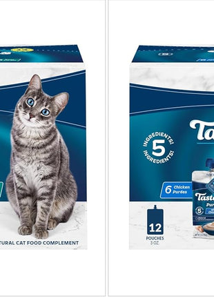 Blue Buffalo Tastefuls Purées Variety Pack, Natural Cat Food Complement, Resealable Twist Cap Pouches, Chicken and Tuna, 3-oz (Pack of 24), 12 of Each Flavor