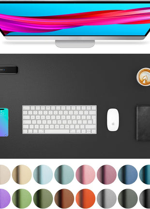 Aothia Leather Office Desk Pad Protector, Non-Slip PU Leather Desk Blotter, Waterproof Laptop Writing Mouse Pad for Office and Home, Black, 31.5 inch x 15.7 inch
