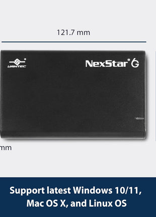 Vantec NexStar 6G, 2.5" SATA III to USB 3.2 Gen1 External SSD/HDD Enclosure, ID: Black (NST-268S3-BK)