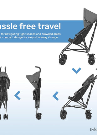 Dream On Me Aero Travel Lightweight Umbrella Stroller, Easy to Fold and Carry Travel Stroller, Adjustable and Removable Canopy