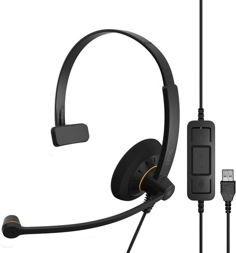 EPOS Sennheiser SC 30 USB ML (504546) - Single-Sided Business Headset | For Skype for Business | with HD Sound, Noise-Cancelling Microphone, & USB Connector (Black)