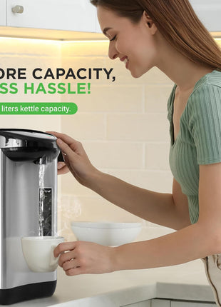 NutriChef Hot Water Urn Pot Insulated Stainless Steel,Auto & Manual Dispense,Auto Boiler,Safety Lock Shutoff 3.38 QT /3.2L   Auto Boiler Shut Off   PKWK43