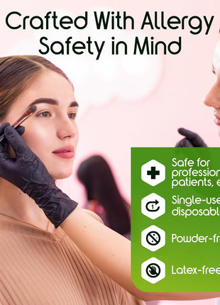 Inspire Black Nitrile Gloves HEAVY DUTY 6 Mil Nitrile Chemical Resistant Medical Cooking Cleaning Disposable Black Gloves