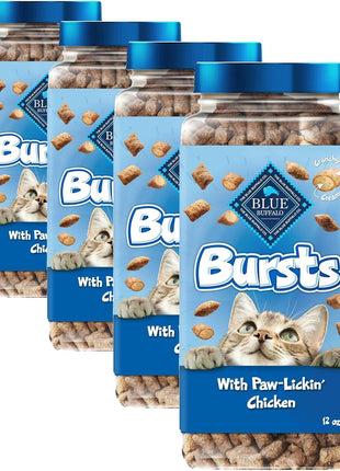 Blue Buffalo Bursts Crunchy & Creamy Cat Treats, Great for Training, Paw-Lickin' Chicken, 12-oz. Tub (Pack of 4)
