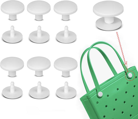 6 Sets Replacement Rivets for Beach Bag Handles Repair Replacement Rivets Button Strap Compatible for Rubber Beach Tote Bag (White)