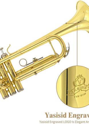 Trumpet Instrument,Band & Orchestra Musical Instruments for Beginners,With trumpets case,Mouthpiece,Cloth and Gloves (Golden)