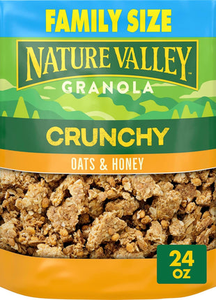 Nature Valley Crunchy Granola, Oats and Honey, Resealable Snack Pouch, Family Size, 24 oz