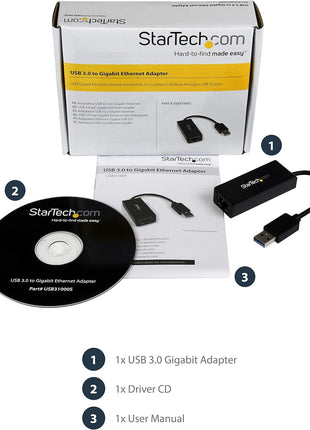 StarTech USB 3.0 to Gigabit Ethernet NIC Network Adapter - USB to RJ45 for 10/100/1000 Network