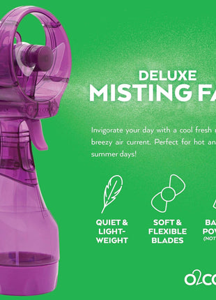 O2COOL Deluxe Handheld Battery Powered Water Misting Fan (Purple)