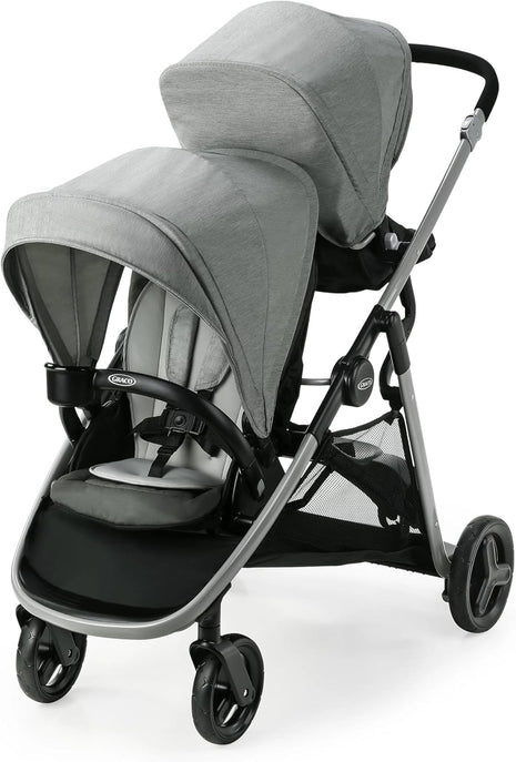 Graco Ready2Grow LX 2.0 Double Stroller, Twin Baby Stroller Features Bench Seat and Standing Platform Options, Compact Fold Perfect for Baby Travel, Clark