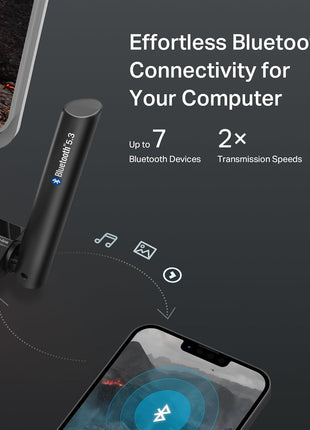 TP-Link USB Bluetooth Adapter for PC, Bluetooth 5.3 Long Range Receiver, Plug and Play, Adjustable Antenna, Supports Windows 11/10/8.1/7 for Desktop, Laptop, Keyboard, Mouse, etc (UB500 Plus)