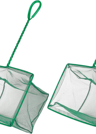 Pawfly Aquarium Fish Net with Braided Metal Handle Square Net with Soft Fine Mesh Sludge Food Residue Wastes Skimming Cleaning Net for Fish Tanks Small Koi Ponds and Pools
