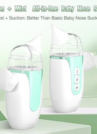 Nasal Aspirator for Baby, 2-in-1 Electric Nose Sucker for Toddlers with Spray, Up to 70kPa with 5 Levels, Auto Leak Control, 3 BPA-Free Silicone Tips, Quiet & Portable Nose Cleaner, Rich Package