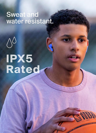Belkin SoundForm Nano 2 Bluetooth Earbuds for Kids with Built-in Microphone, 28H Battery Life, Safe 85dB Volume, IPX5 Water Resistance - Kids Bluetooth Earbuds for iPhone, iPad, Galaxy, & More - Blue