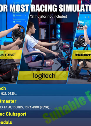 GTPLAYER Sim Racing Wheel Stand Simulator Cockpit Wheel Stand Racing Steering Shifter Mount fit for Logitech G25 G27 G29 G920 G923 Thrustmaster T330TS Gaming Stand Wheel Pedals NOT Included, Black