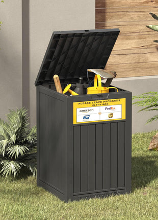 Package Delivery Box for Outside with Sign, 48 Gallon Storage with Lockable Secure, Large Double Wall Resin Outdoor Package Delivery Waterproof