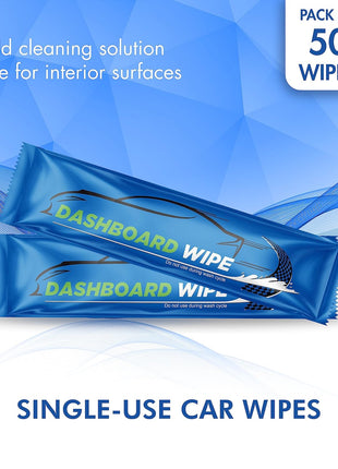 Diamond Wipes Car Wash Wipes with Refreshing Lemon Scent, Pack of 50 Individually Wrapped Wipes, Dashboard Car Accessories Travel Essentials