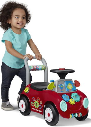 Radio Flyer Busy Buggy, Toddler Ride On Toys, for Toddlers 1-3 | 3-in-1 Push Walker Ride On Car with 17 Sensory Activities, Anti-Tip Feature, Horn and Gears, 42 lb Capacity