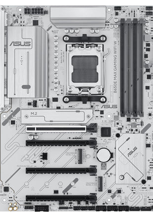 ASUS B650E MAX Gaming WiFi W – AMD B650 AM5 ATX Motherboard, White PCB, DDR5, PCIe 5.0, 3X M.2, Wi-Fi 6E, 2.5Gb LAN, USB 10Gbps Type-C, DisplayPort, HDMITM, BIOS FlashbackTM, Aura Sync, Advanced AI PC