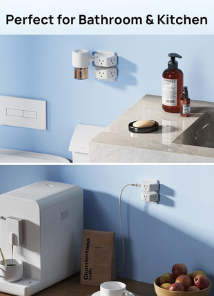 TROND Multi Plug Outlet Extender 2 Pack, Outlet Splitter for Bathroom | No Blocking with 3 Way Angled Design, ETL Listed, Cruise Essentials, Small Multiple Plug Adapter for Kitchen Office, White